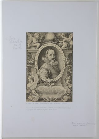 Hendrick Goltzius "Ritratto di Hans bol" incisione (mm.264X180)(difetti)