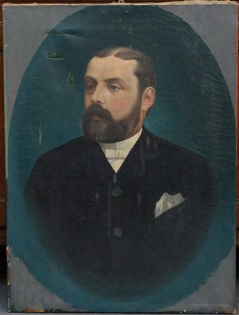 Ignoto "Ritratto di gentiluomo" olio su tela (cm 85x63) (gravi difetti)