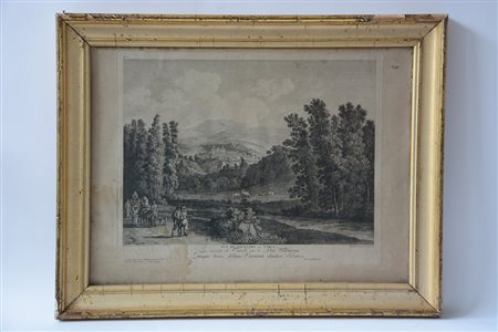 HACKERT G. Due incisioni " Il porto di Ancona" e " Vicovaro" in cornici...