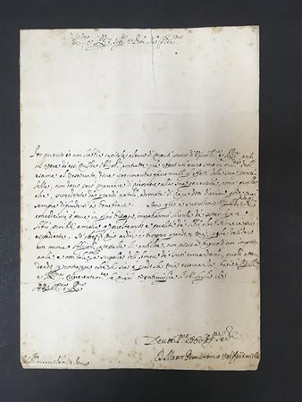 [INDEX LIBRORUM PROHIBITORUM] Lettera del 1685 in cui il vescovo di...