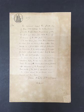 JESSIE WHITE MARIO. Lettera su carta del 1888