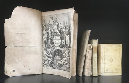 Lotto di libri perlopiù legati in pergamena che includono: La seconda parte...