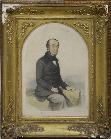 Alessandro Cittadini (1820 - 1877)"Ritratto di gentiluomo in un paesaggio"...