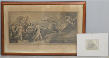 Lotto composto da un'incisione da Guido Reni in cornice e una pianta della...