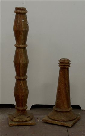 Base a colonna in onice con fusto tornito (cm 27x155x27) (gravi difetti)