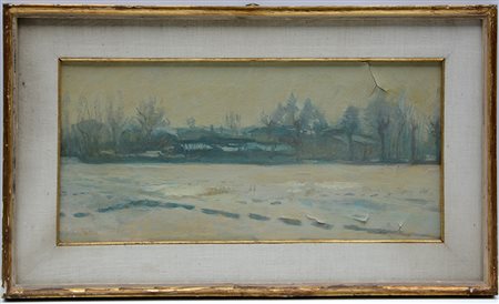 Giovanni Barbisan (Treviso 1914 - Orbetello 1988)"Nevicata" 1954olio su...