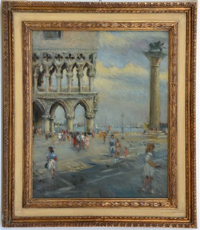 Giuseppe Maldarelli (Napoli 1885 - 1958)"Palazzo Ducale e la colonna di San...