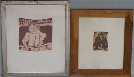 Firma indecifrata Lotto composto da stampe su tessuto, firmate e e datate...