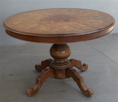 Tavolo tondo allungabile con sostegno a colonna su quattro gambe mosse (d cm...