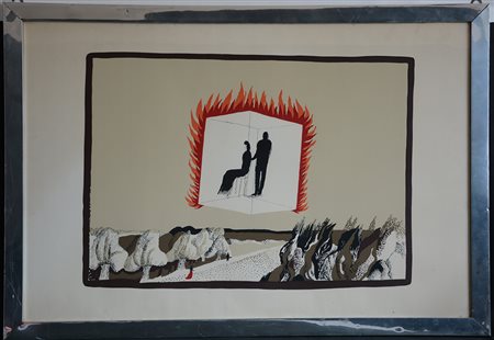 Maria Anto (Varsavia 1936 - 2007)"Senza titolo" litografia su cartoncinocm...