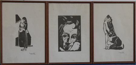 Lotto composto da tre riproduzioni di xilografie di Lorenzo Viani (cm...