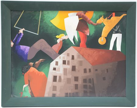 Emilio Tadini (Milano 1927 - 2002)"La favola del 2000" serigrafia a colori,...