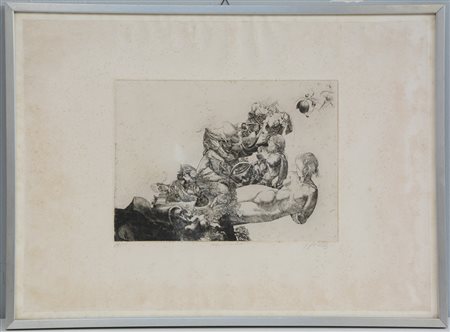 Jean Pierre Velly (Audierne 1943 - Roma 1990)"Maternitè au chat" acquaforte,...