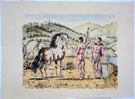 Giorgio de Chirico (Volos 1888 - Roma 1978)"I Dioscuri" 1969, litografia a...
