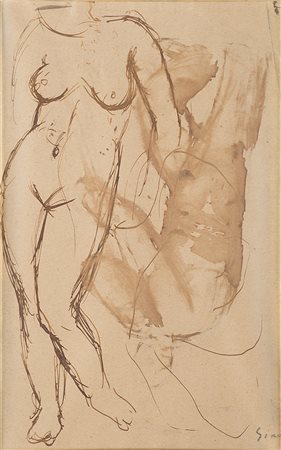 Mario Sironi (Sassari 1885 - Milano 1961)"Nudi" 1927 circatecnica mista su...