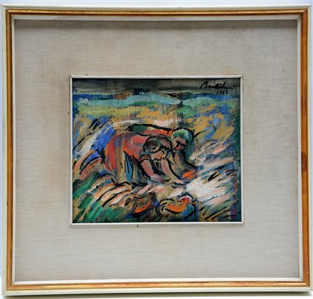 Luigi Bartolini (Crapamontana 1892 - Roma 1963)"Senza titolo" 1963olio su...