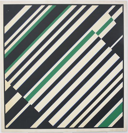 Günter Fruhtrunk (Monaco 1923 - Monaco 1982)"Composizione a strisce nere,...
