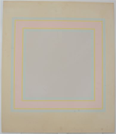 Firma indecifrata "Senza titolo" lotto composto da due litografie a coloricm...