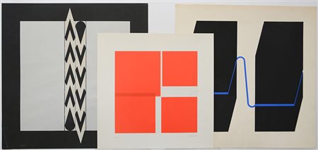 Lotto composto da quattro litografie astratto-geometrico di misure e autori...