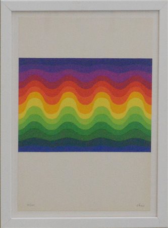 Julio Le Parc (Mendoza 1928)"Senza titolo" serigrafia a coloricm...