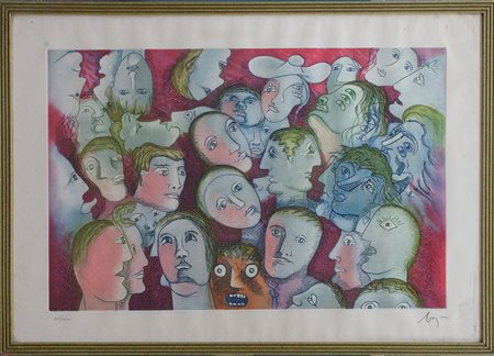 Enrico Baj (Milano 1924 - Vergiate 2003)"Senza titolo" acquaforte e...