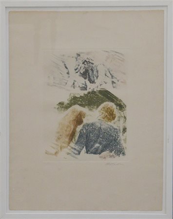 Mimmo Rotella (Catanzaro 1918 - Milano 2006)"Senza titolo" litografia a...