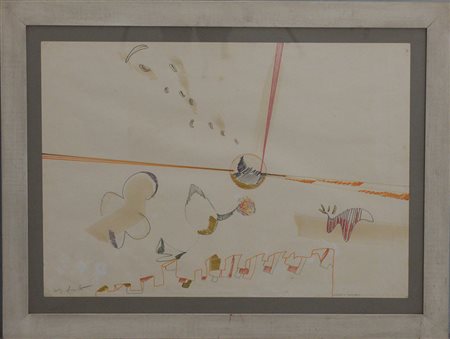 Sergio Dangelo (Milano 1932)"Quando l'ubriaco..." tecnica mista su cartacm...