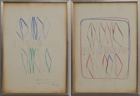 Agostino Ferrari (Milano 1938)lotto composto da due tecniche miste su cartacm...