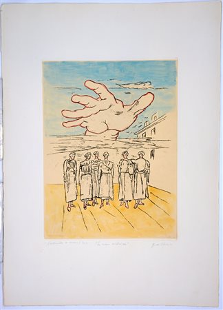 Giorgio de Chirico (Volos 1888 - Roma 1978)"La mano misteriosa" 1972,...