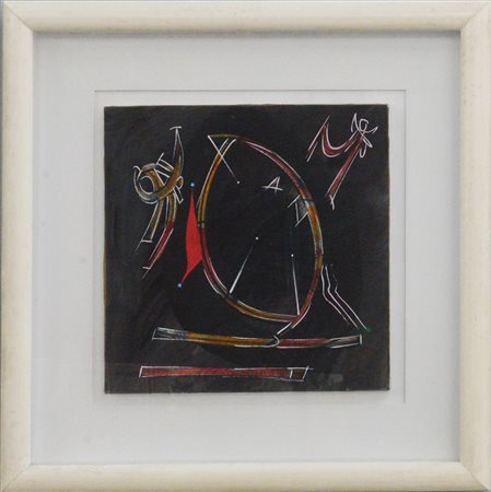 Sergio Dangelo (Milano 1932)"Night-fly" olio su telacm 30x30firmato in basso...