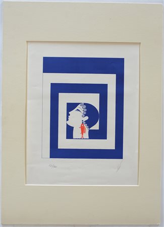 Erté (San Pietroburgo 1892 - Parigi 1990)"Senza titolo" litografia a coloricm...