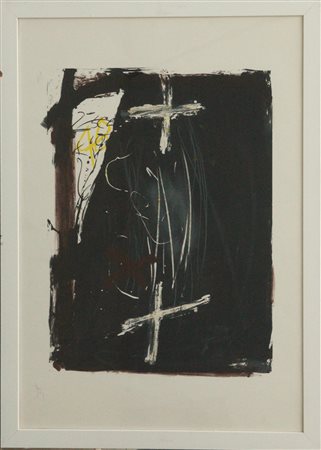 Antoni Tapies (Barcellona 1923 - 2012)"Senza titolo" litografia a coloricm...