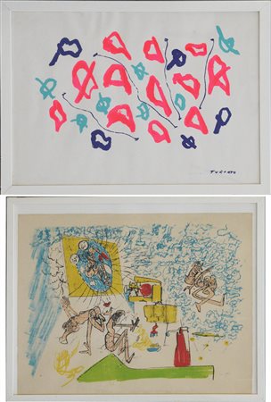 Lotto composto da due litografie a colori di Roberto Matta e Giulio Turcato....