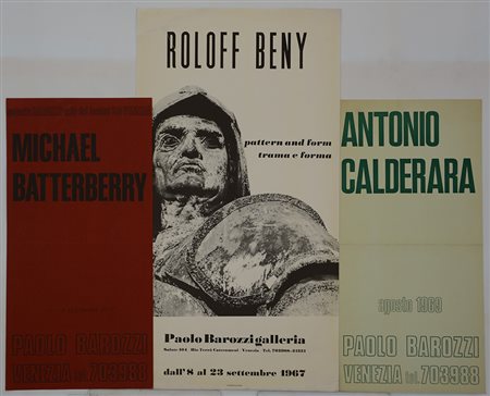 Lotto composto da numerosi manifesti espositivi della Galleria Paolo Barozzi,...