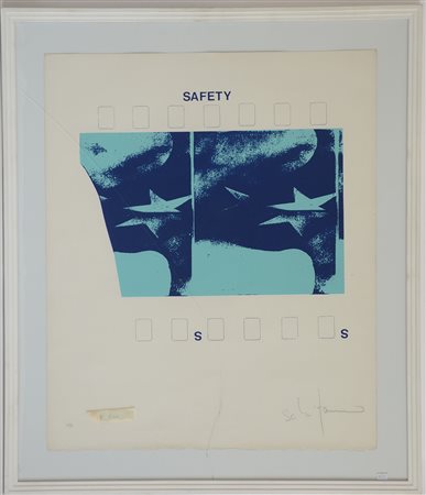 Mario Schifano (Homs 1934 - Roma 1998)"Safety" serigrafia a coloricm...