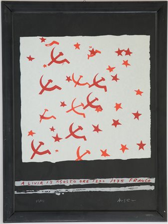 Franco Angeli (Roma 1935 - 1988)"A Livia" 1975serigrafia a coloricm...