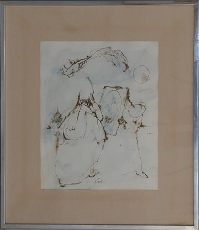 Nino Caffè (Alfedena 1909 - Pesaro 1975)"Senza titolo" tecnica mista su...