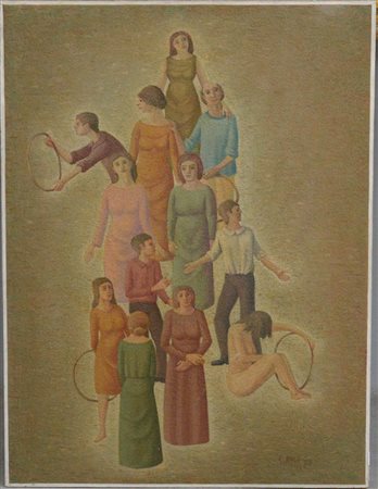 Giovanni Rossi (Cantù 1907 - Saronno 1985)"Stare insieme" 1978encausto su...