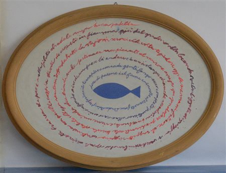 Ignoto, "Senza titolo", tecnica mista su tela (cm 70x50), in cornice...