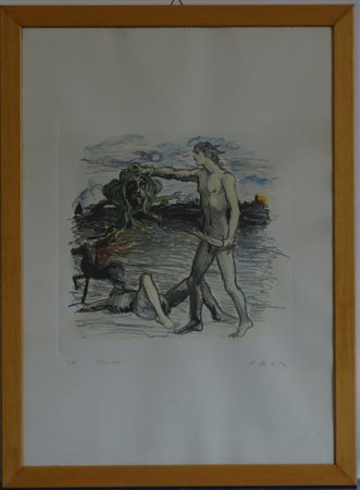 Alberto Abate (Roma 1946 - 2012)"Touché" 1982litografia a coloricm...