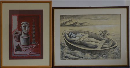 Carlos Forns Bada (Madrid 1956)Lotto di due tecniche miste su cartoncinocm...