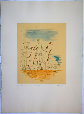 Giorgio de Chirico (Volos 1888 - Roma 1978)"L'enigma" 1971, incisione...