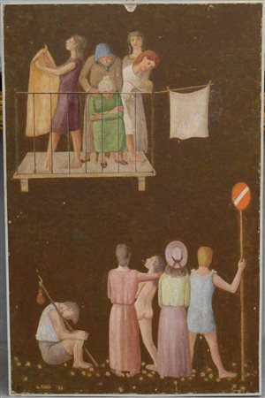 Giovanni Rossi (Cantù 1907 - Saronno 1985)"Senza titolo" encausto su tavolacm...