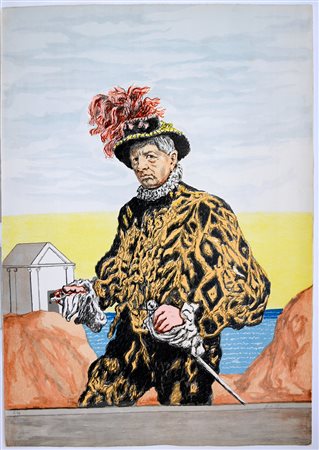Giorgio de Chirico (Volos 1888 - Roma 1978)"Autoritratto" 1972, litografia a...