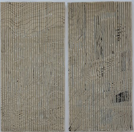 Ignoto "Senza titolo" lotto composto da due tecniche miste su cartoncino...