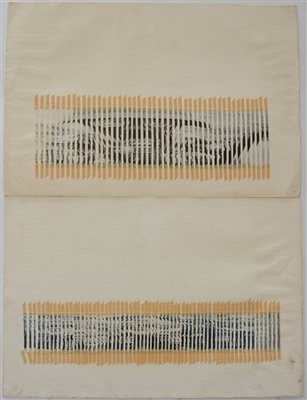 Firma indecifrata lotto composto da due tecniche miste e collage fotografico...