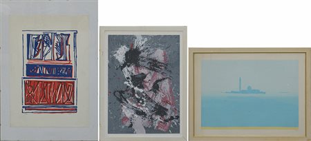 Lotto composto da tre litografie rispettivamente di: Virgilio Guidi, Riccardo...