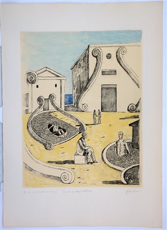 Giorgio de Chirico (Volos 1888 - Roma 1978)"Incontro nei bagni misteriosi"...