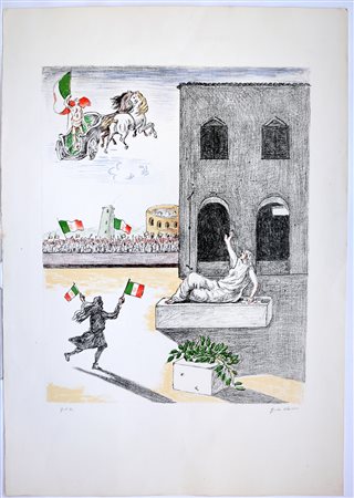 Giorgio de Chirico (Volos 1888 - Roma 1978)"L'Italia del Centenario" 1971,...