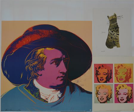 Lotto composto da numerose riproduzioni a stampa di opere di Andy Warhol e...